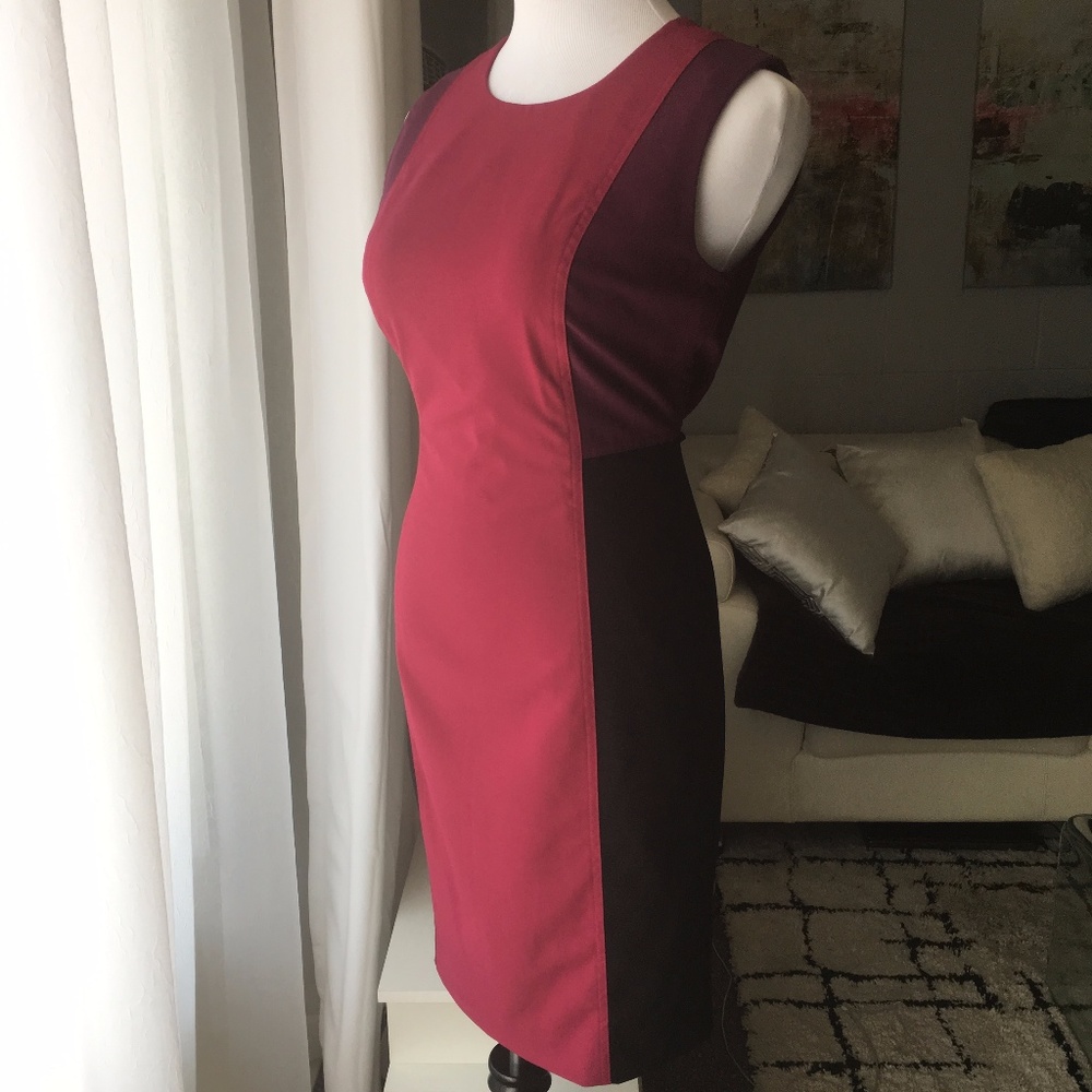 Calvin Klein Burgundy Plum Colorblock Sheath Dress