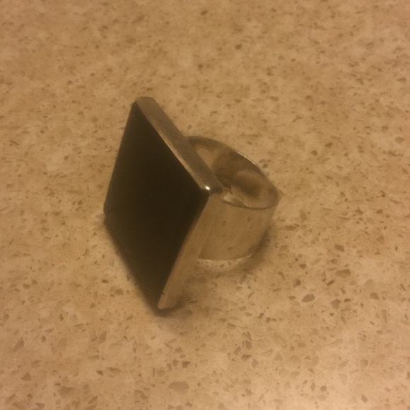 Sterling Ring with Black Stone - Picture 2 of 3