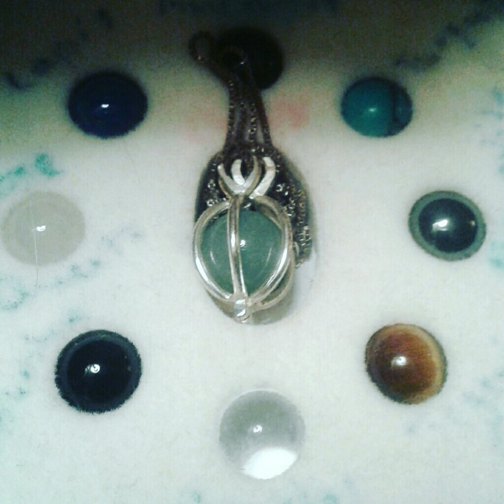 Silver Necklace with Variety of Crystals