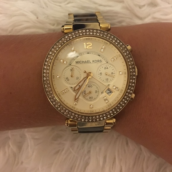Michael Kors tortoise shell and gold watch
