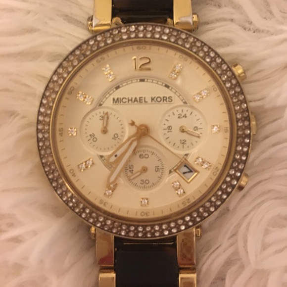 Michael Kors tortoise shell and gold watch main image 4