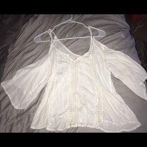 Hollister White Cold Shoulder Top