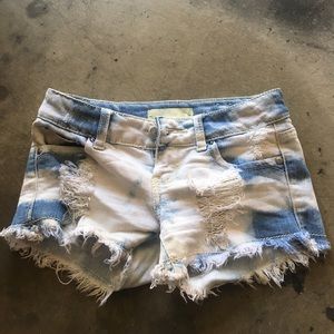 Acid wash shorts