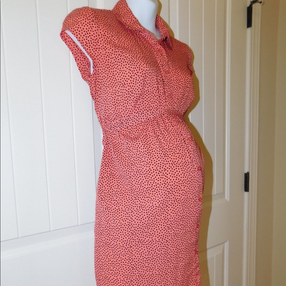 Motherhood Maternity Coral Polka Dot Dress