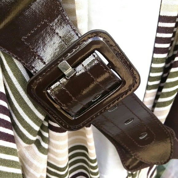 Striped Tunic Blouse W/ Undershirt And Belt - Picture 7 of 7