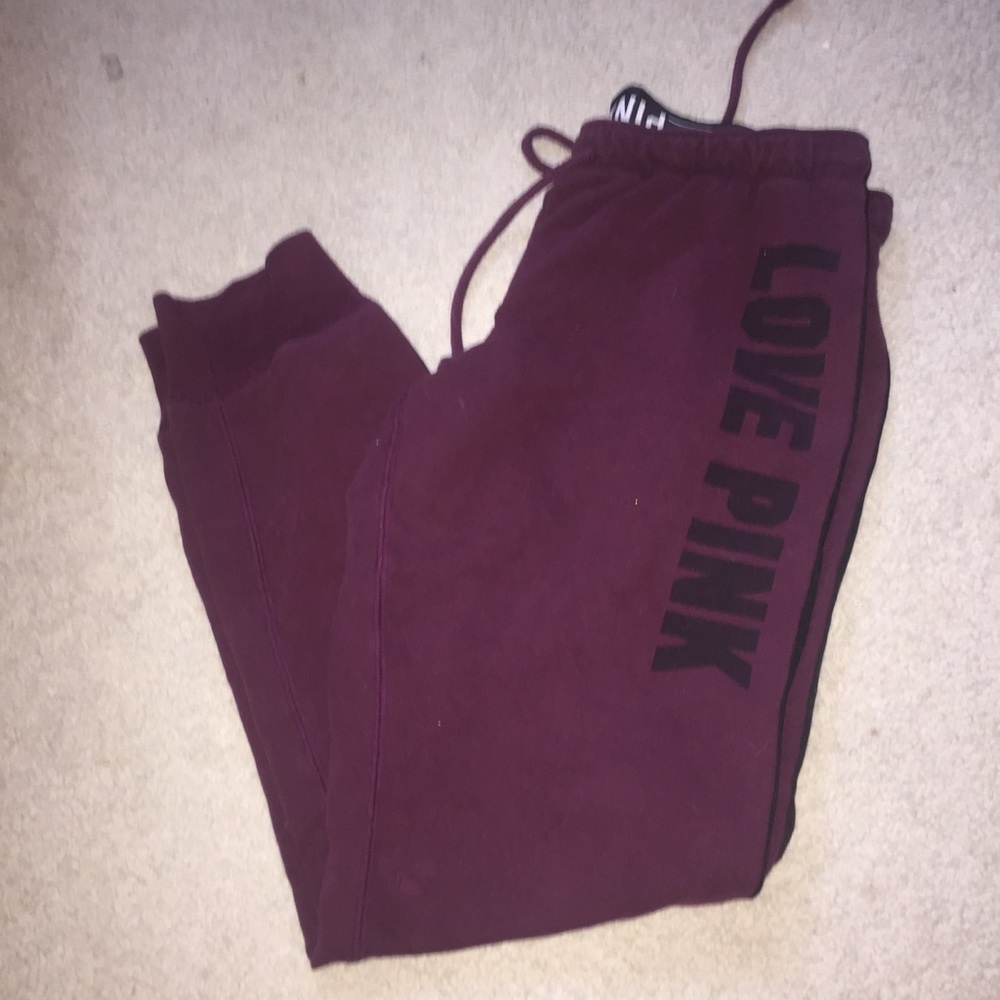 Victoria's Secret PINK burgundy sweatpant joggers