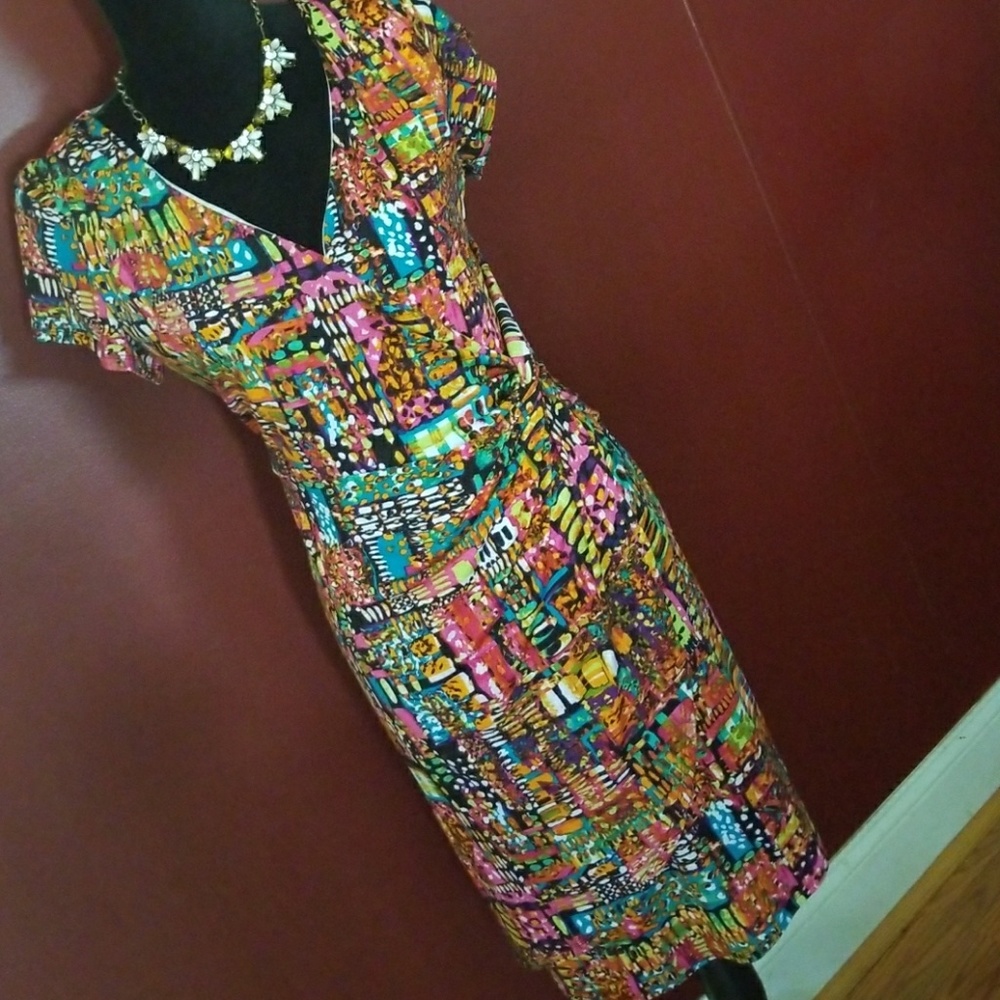 Faux Wrap Print Dress