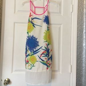 LOVE CULTURE White Dress w/ Neon Floral Print