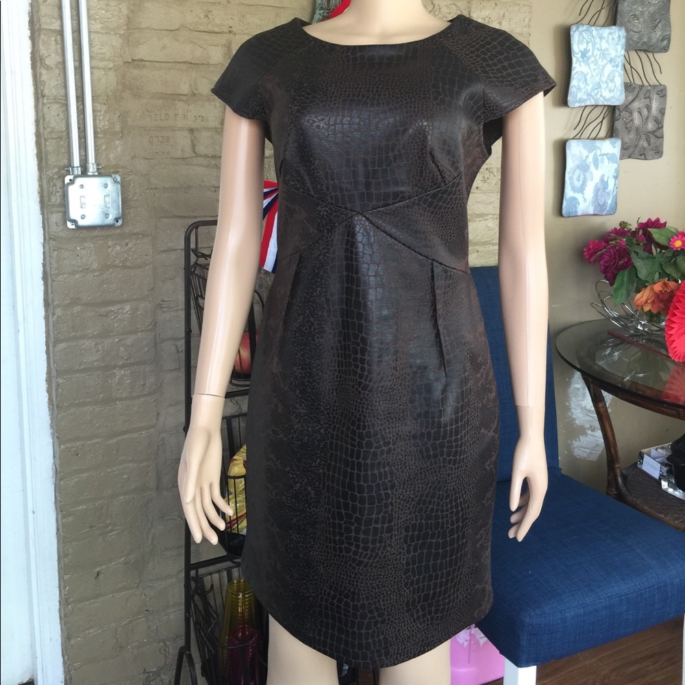 Donna Morgan Faulk leather dress .