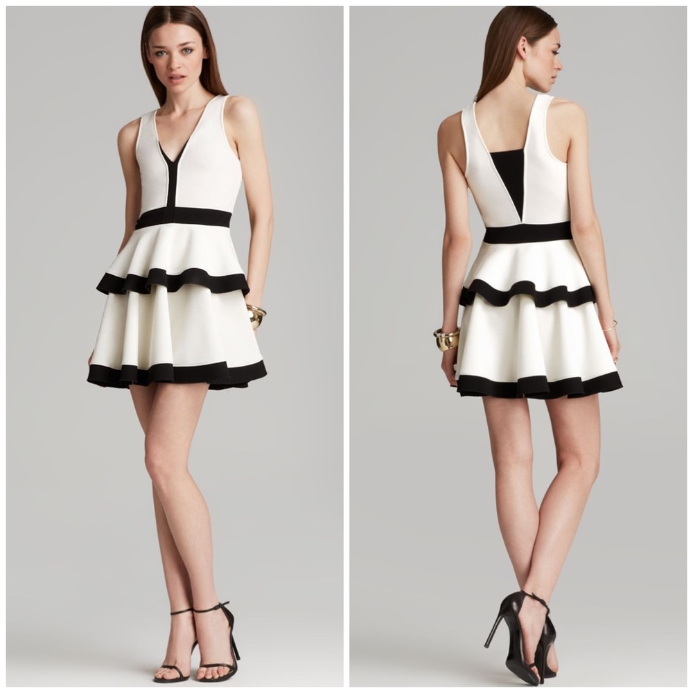 NWT TORN BY RONNY KOBO Black White Mini Dress