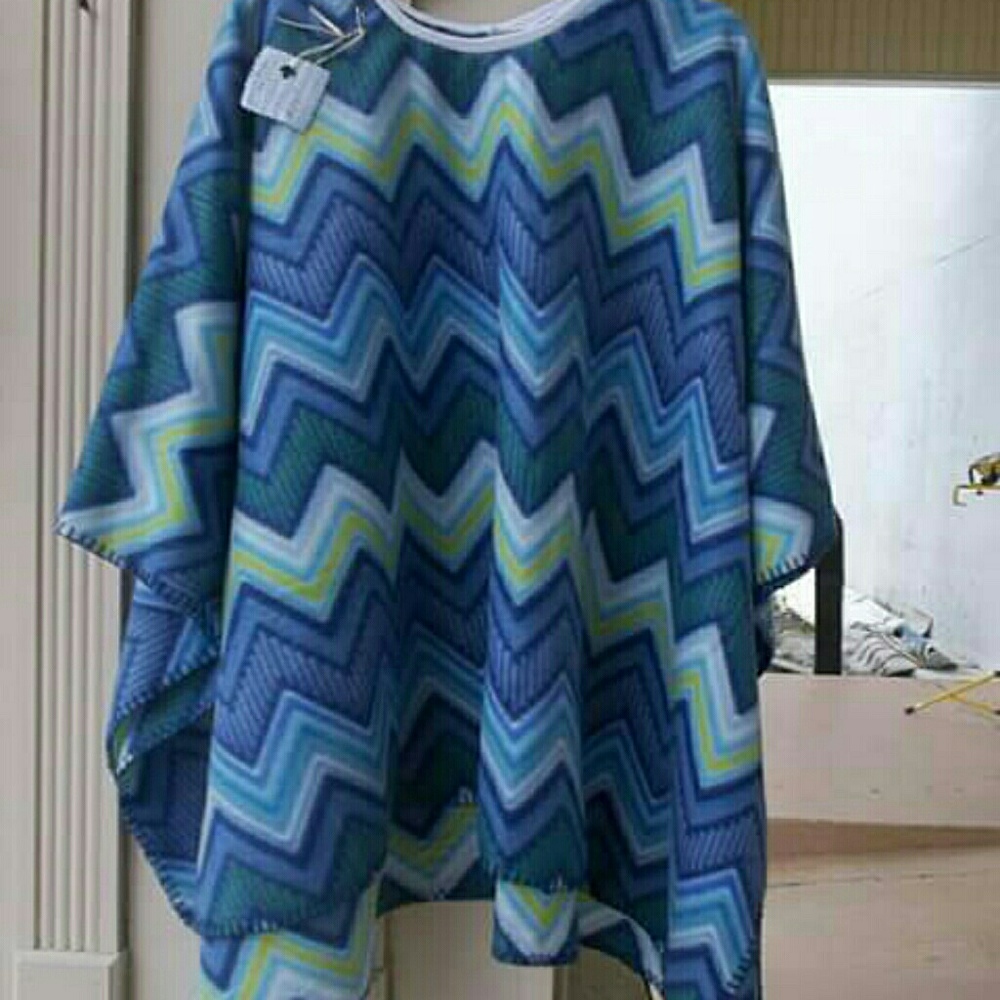 Hand made fleece poncho one size fits most