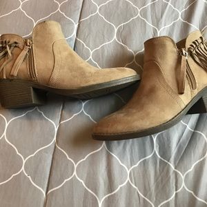 Tan Fringe Booties