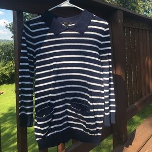 Navy blue and white stripped sweater