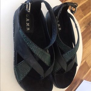 Worn 3 times! Real leather! Black and teal color!