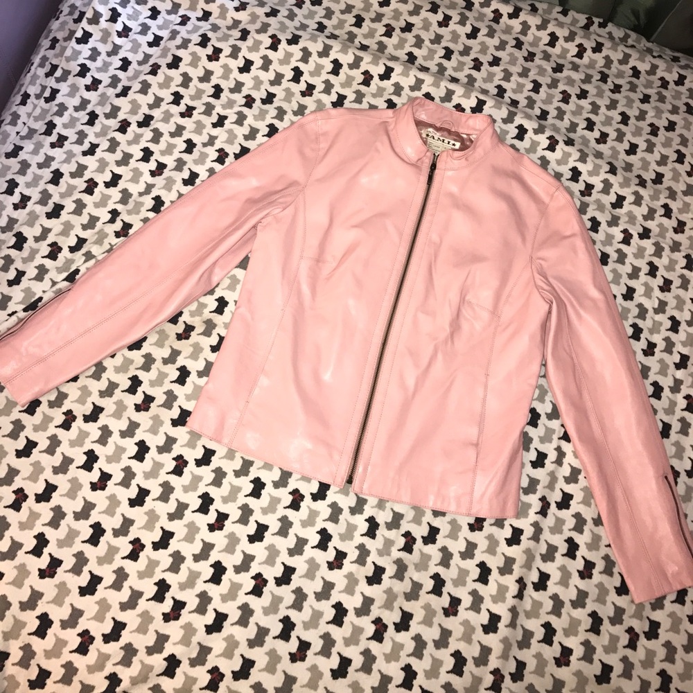AMI pink leather jacket