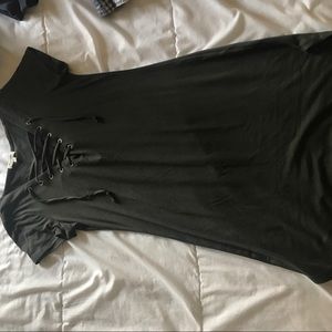 Olive green lace up dress