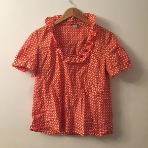 Orange and white patterned J.Crew blouse