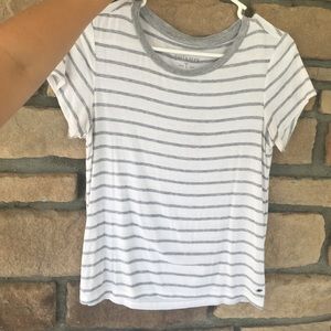 White and grey stripped AE t shirt