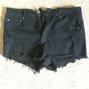 American Eagle high waisted black jean shorts