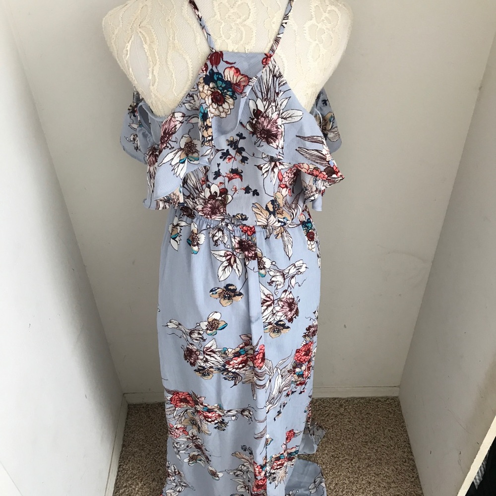 Blue Floral Cold Shoulder Maxi Dress - Picture 4 of 7