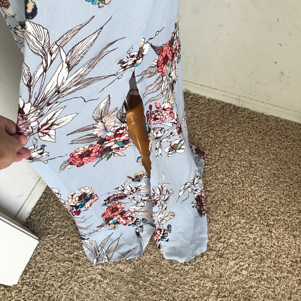 Blue Floral Cold Shoulder Maxi Dress - Picture 5 of 7