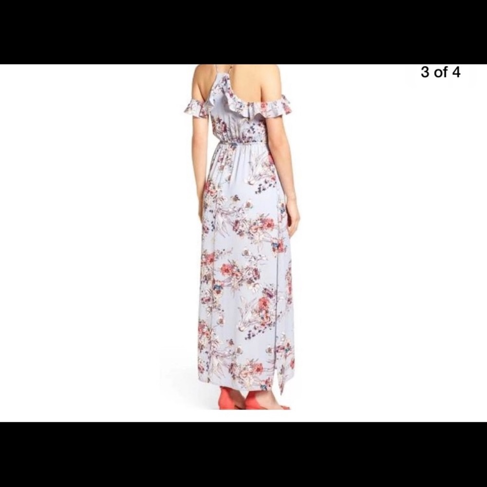 Blue Floral Cold Shoulder Maxi Dress - Picture 7 of 7
