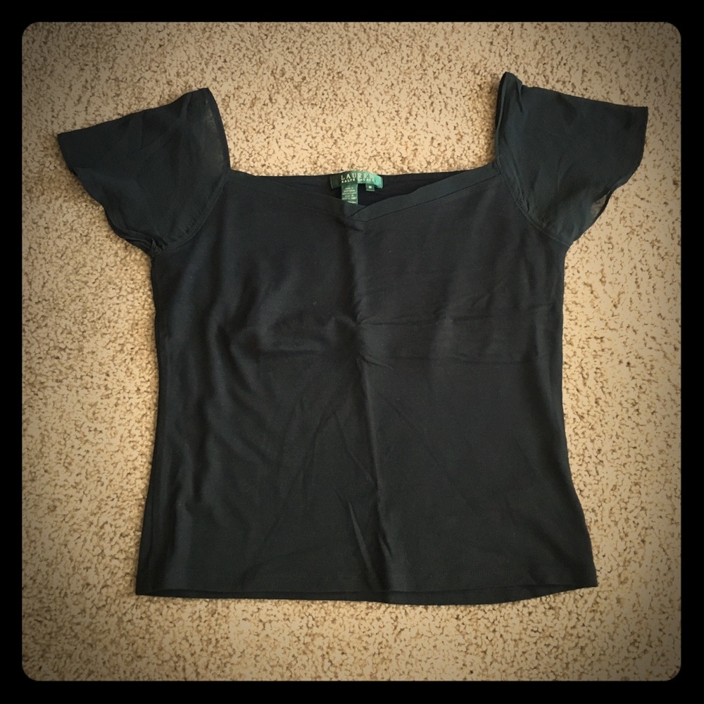 Ralph Lauren sheer cap sleeve blouse Medium