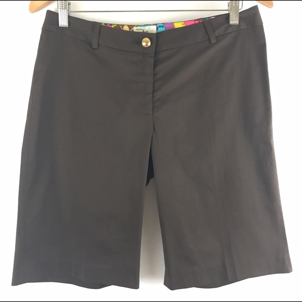 Milly Shorts 8 Brown Bermuda Pockets Belt Loop Board
