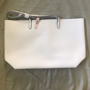 Victoria's Secret white and gold leather tote