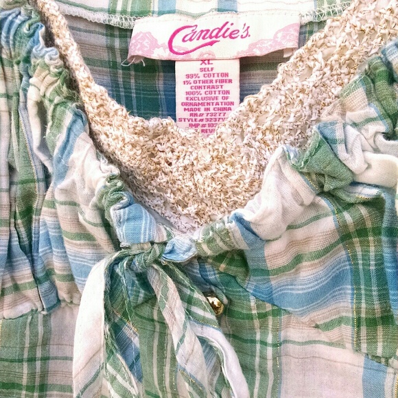 Candie's Flowy Gingham Dress Top - Picture 2 of 6