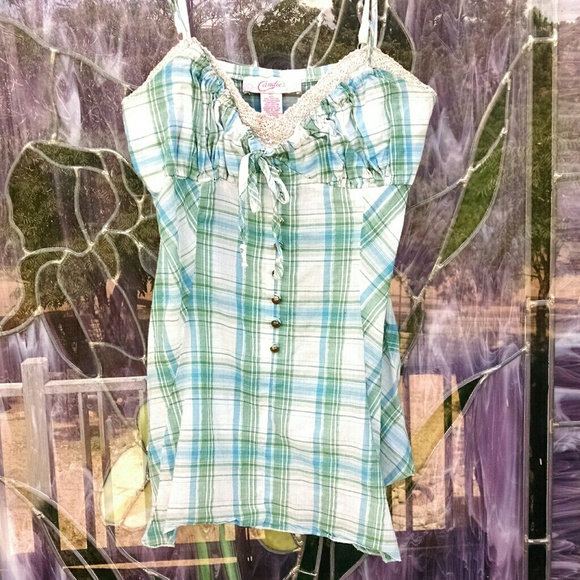 Candie's Flowy Gingham Dress Top - Picture 4 of 6