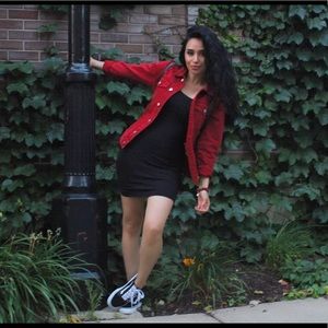 Red distressed Jean jacket