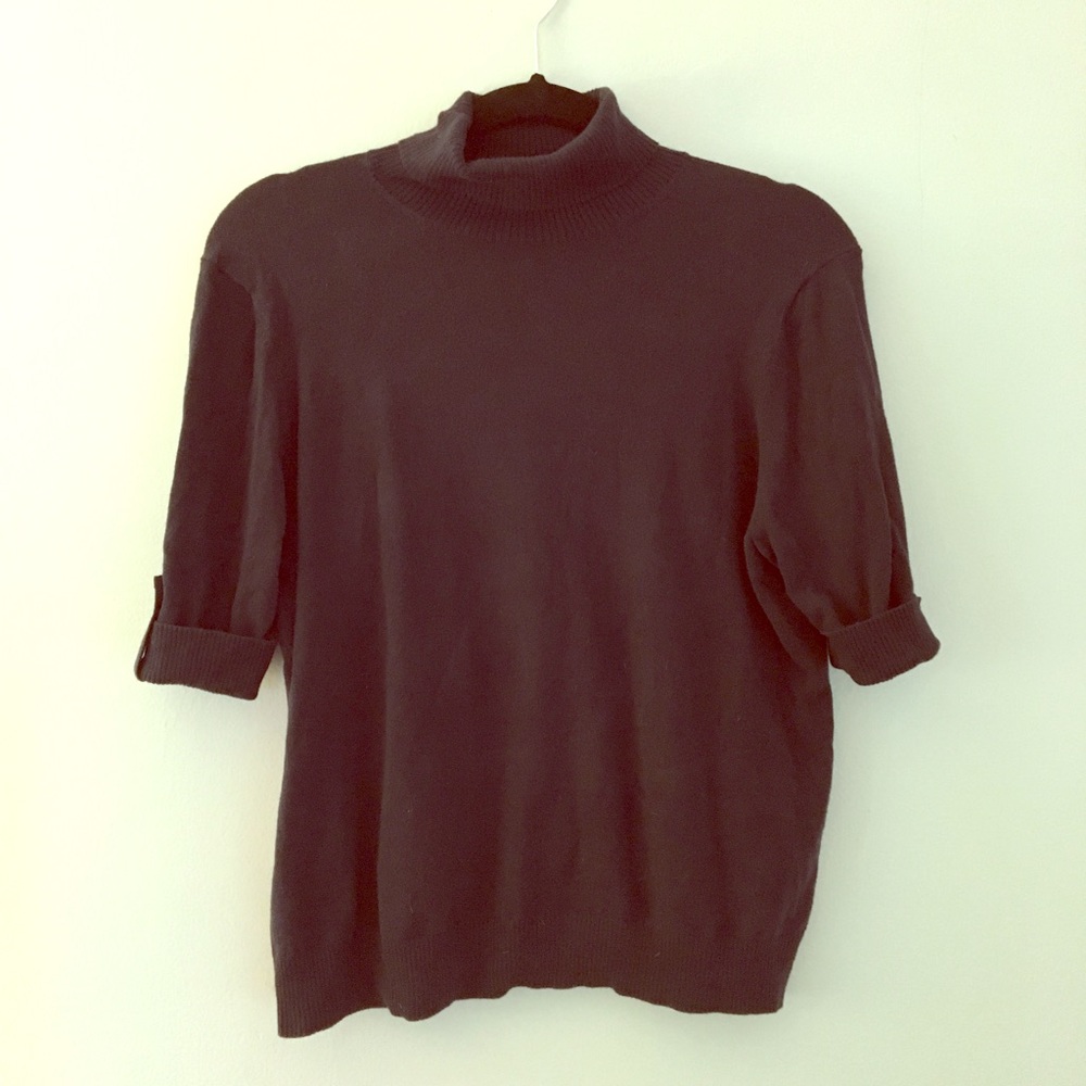 Lands End Med-Petite Short-Sleeve Navy Turtleneck