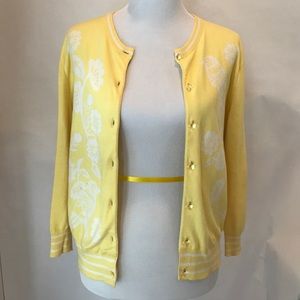Yellow Floral Lily Pulitzer Button up Sweater
