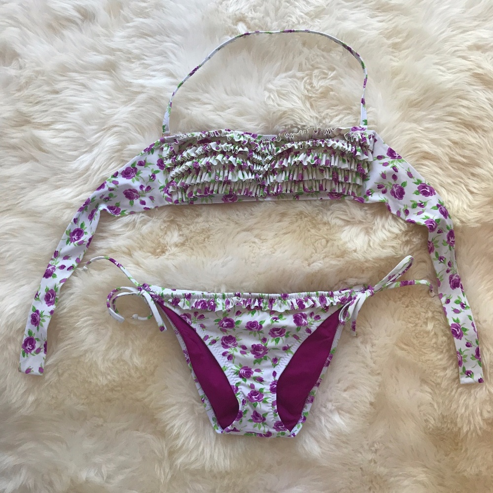 Pink Floral Ruffle Betsey Johnson Bikini