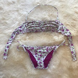 Pink Floral Ruffle Betsey Johnson Bikini