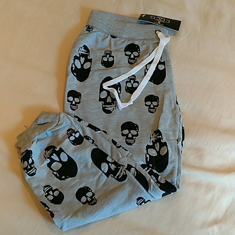 Gray with Black Skulls Joggers