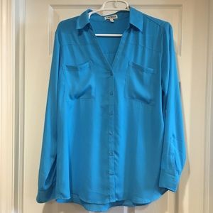 Express Portofino Shirt Blue Large EUC
