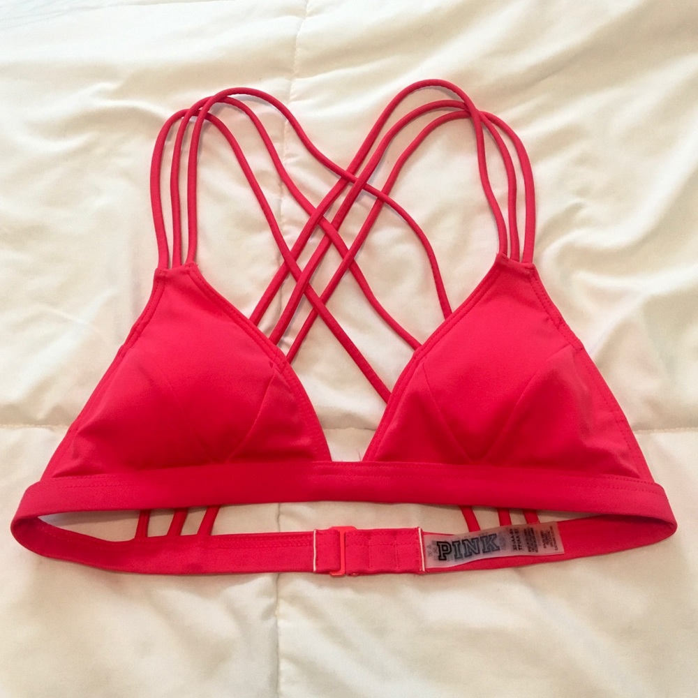 VS PINK red strappy bikini top