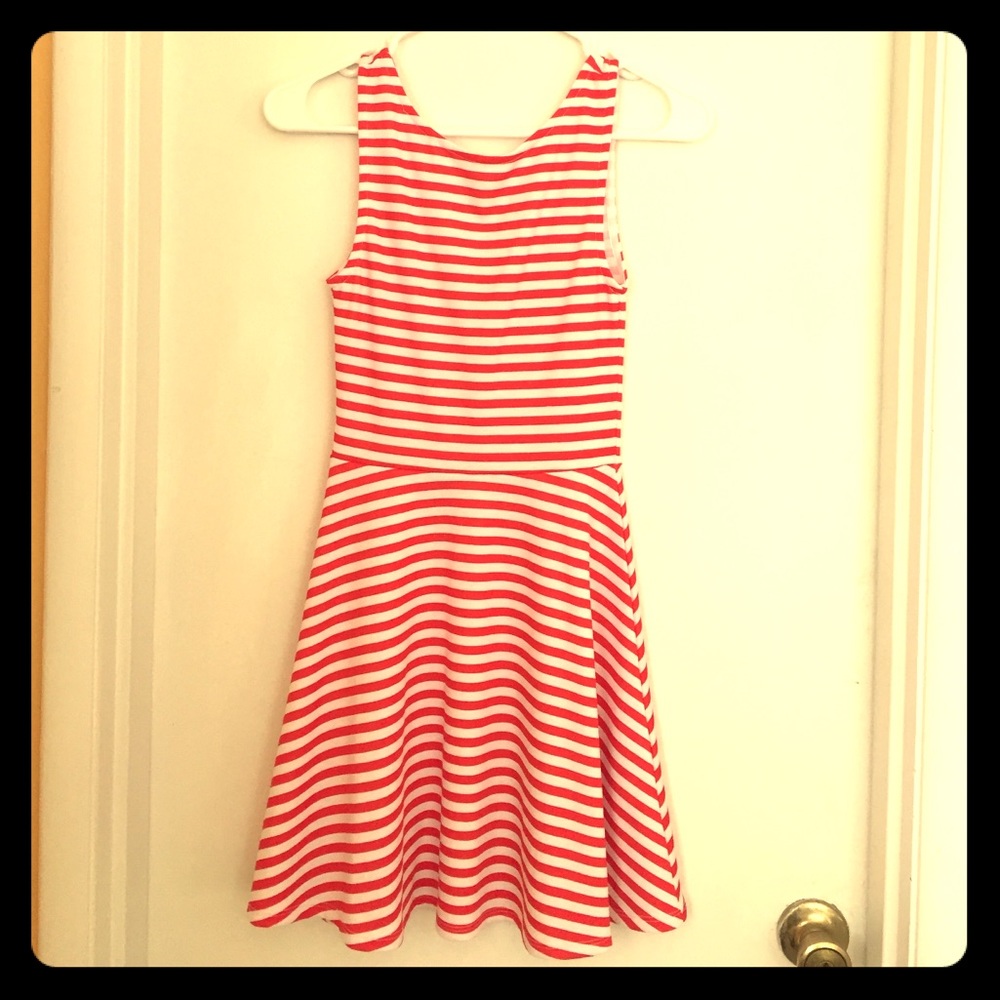 Red and white striped dress