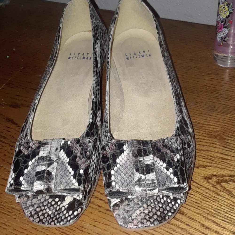 Stuart Weitzman Python Demi Wedges With Bows - image 2