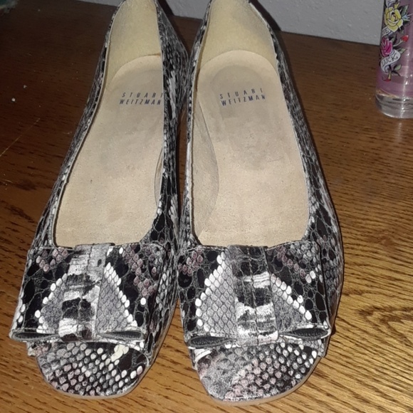 Stuart Weitzman python demi wedges with bows - Picture 2 of 6