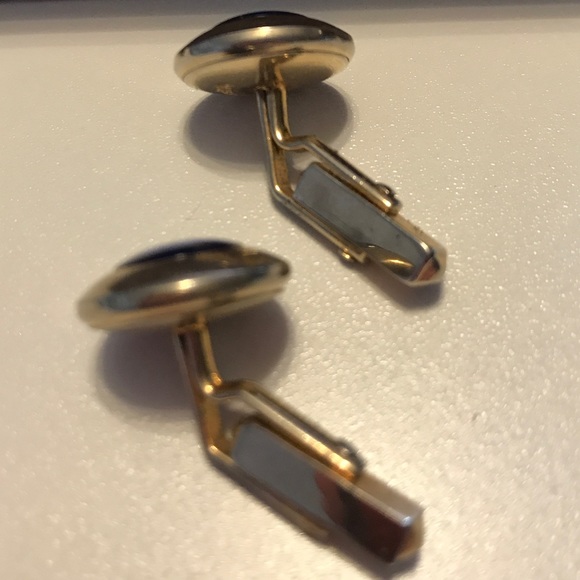 Vintage Swank Navy Blue Glass Cufflinks - Picture 2 of 2