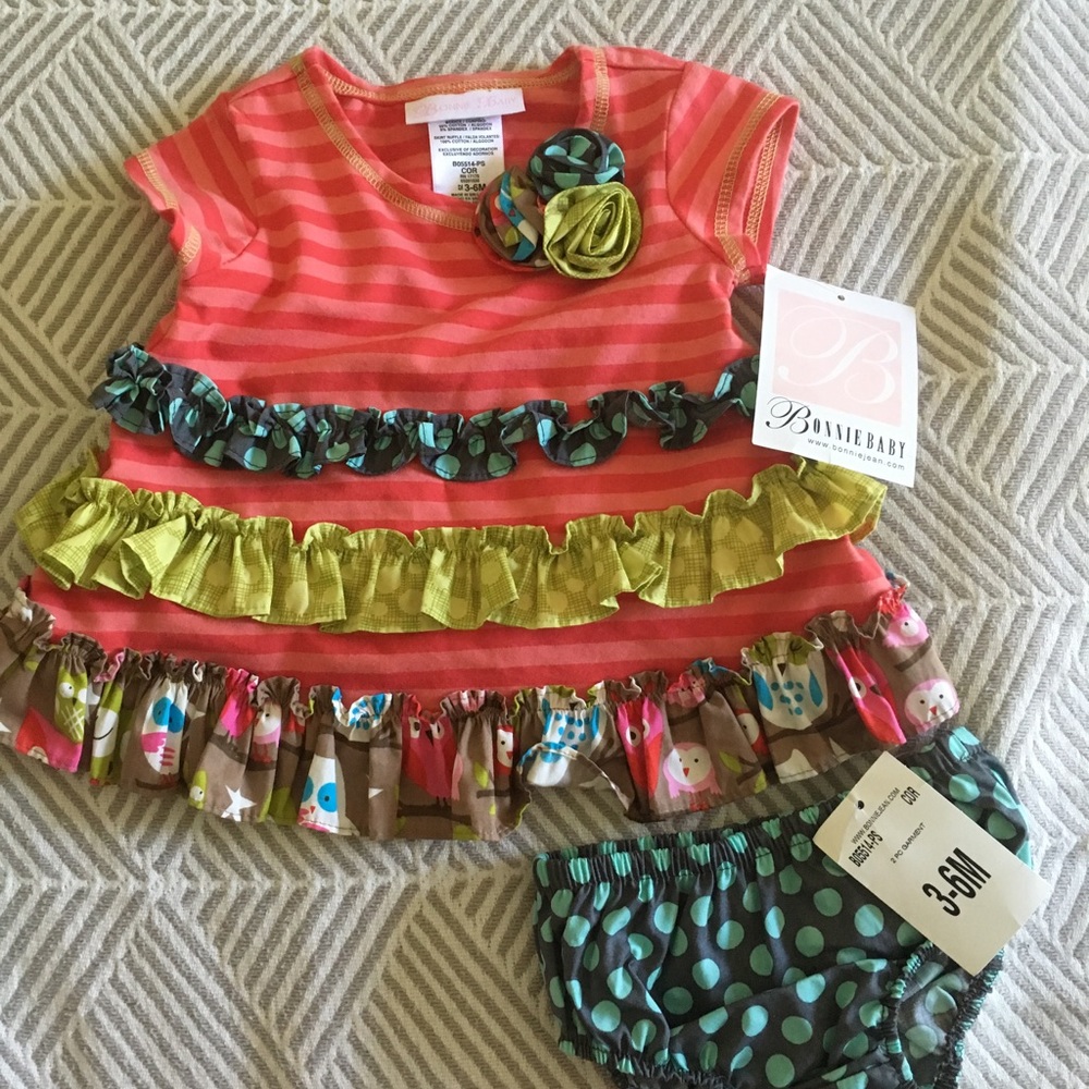 Bonnie Baby woodland owls baby girl dress