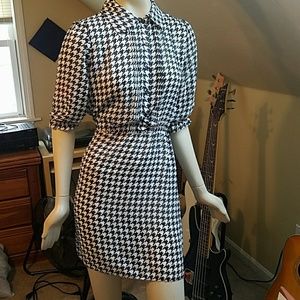 Sheer Houndstooth Dress