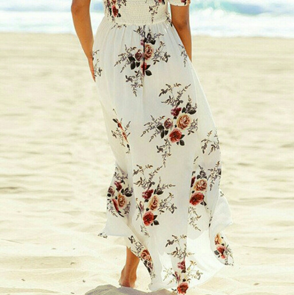 White Floral Maxi Dress - Picture 5 of 8