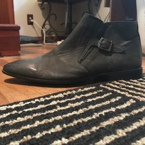 Gray leather ASOS Chelsea boots