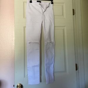 High waisted white jeans