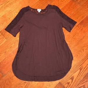 Plum, crochet/lace tunic