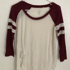 Comfortable baseball shirt. XS but could go XS-M
